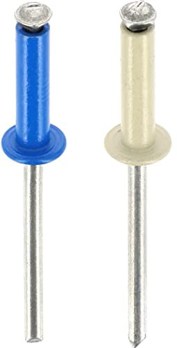 Restagraf - Rivets Épanouis Bleus, Blancs pour Plaques d'Immatriculation - Diamètre 4 mm - Longueur 26 mm - Réf. 225107 - Blister de 8, Gris/Bleu