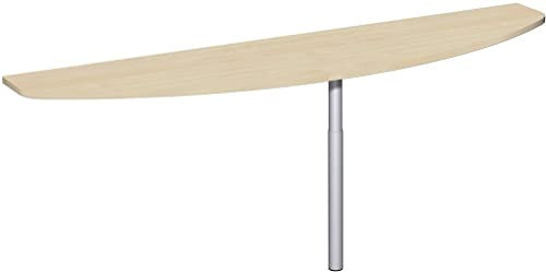 Geramöbel Anbautisch mit Stützfuß, inkl. Verkettungsmaterial, höhenverstellbar, 2000x500x680-820, Ahorn/Silber