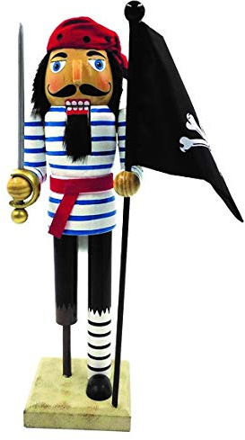 Santa's Workshop 14 PEG Leg Pirate with Flag Nutcracker, Black