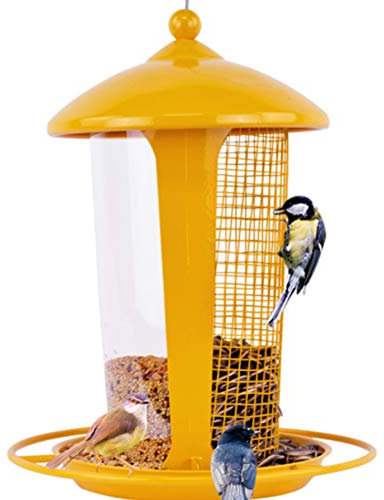 PJDDP Vogelfutterspender, Außenbirdfeeders, Hoch große hängende Vogel-Zufuhren für Garten, Wild Bird Feeder Gewinnung von mehr Vögel ideal für Garten-Dekoration,Gelb