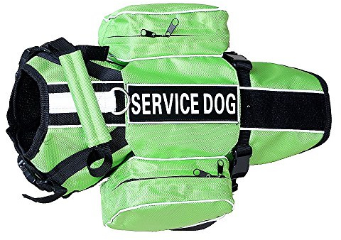 Haoyueer Service Hunderucksack, abnehmbare Satteltaschen mit Etiketten-Patches (S, passend für einen Umfang von 40,6–50,8 cm, Grün)