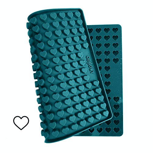 Collory Backmatte Hundekekse für MINI (1,5cm) HERZ FORM Leckerlis, Silikon Backform, Pralinenform, Schokoladenform, Hitzebeständig, Lebensmittelecht & Bpa-frei