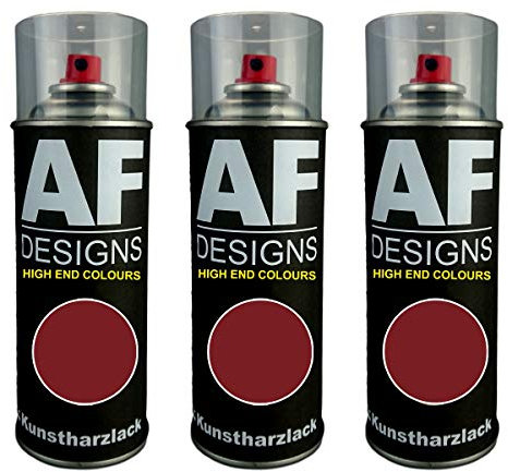 Alex Flittner Designs 3X Plástico Revestimiento Pintura en Espray Laca Colorida Lata de Aerosol RAL3011 Rojo Marrón Brillante Mate - Ral3011 Rojo Marrón Seda Mate