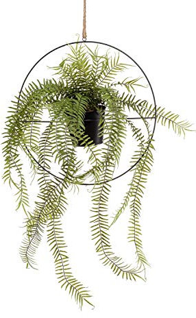 artplants.de Fake sword fern hanging basket BERTRAM, green, 90cm - Artificial fern/Faux tropical plant