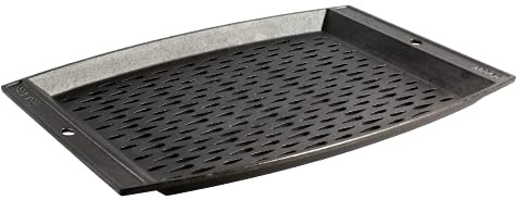 Lodge L15RCGT Pre-Seasoned Cast Iron Rectangle Grill Topper, Gusseisen, schwarz