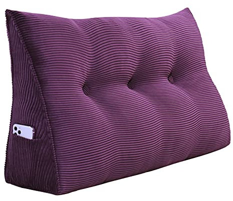 Rucener Bettkeilkissen, Kopfteil, dreieckige Lesekissen, große Nackenrolle, Rückenlehne, abnehmbare Stütze zum Waschen, geeignet für Sofa und Bett Violett 100 cm