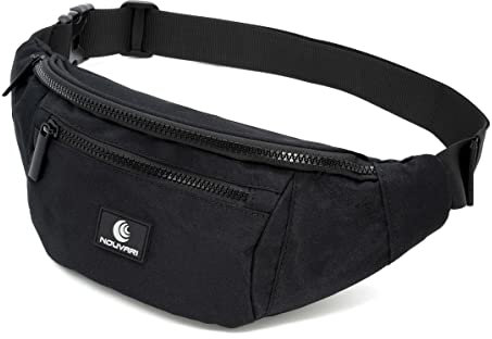Bauchtasche Herren und Damen Schwarz Hüfttasche für Festival, Camping & Sport Unisex Wasserabweisende Gürteltasche für Reisen, Outdoor & Wandern (Schwarz)