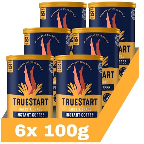TrueStart Instant Coffee, Smooth Original, 100g, 6 Pack, 330 Cups | Barista Grade, Medium Roast, Full Flavour Premium Freeze Dried - 100% Colombian Arabica - Mycotoxin-Free & Antioxidant Rich