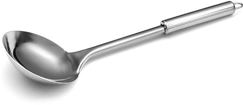 Forgast Cuillère de service | Acier inoxydable | Grande louche à sauce, salade | Cuillère à verser | Crochet de suspension | Poignée ronde | Capacité 120 ml | Longueur 30,5 cm | Diamètre 8,5 cm