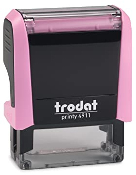 Personalisierter Adressstempel Trodat Printy 4911 Pastell Rosa – Selbstfärbender Stempel mit individuellem Wunschtext zum Bestellen – 4 Zeilen Text, Abdruck 38 x 14 mm