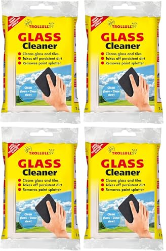 TROLLULL Glass Cleaner, stainless steel wool | wire wool, scratch-free, window cleaner, glass cleaner, tile cleaner for walls and floors, 1 piece (Pack of 4)