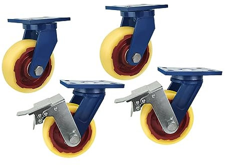 Schwerlast-Lenkrollen 3000kg (3 Tonnen) Industrie-Rollen Nylon Leise 4 Zoll Schwenkbare Rollen mit Bremse Werkbank Rollwagen Schwere Ausrüstung 4 Stück