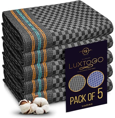 LUXTOGO®️ - Geschirrtücher Baumwolle Set, 100% Baumwolle Küchentücher Ringgesponnene Extra Dicker 300g/m² Geschirrhandtücher 50 x 70 cm Küchenhandtücher für Küche, Restaurant.(5 STK)