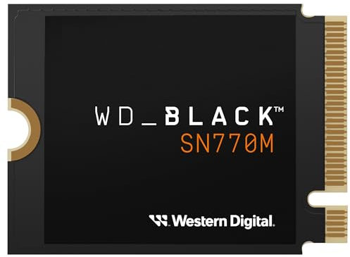 WD_BLACK SN770M SSD NVMe, 1 TB M.2 2230, hasta 5150 MB/s, PCIe Gen4 NVMe, para Asus ROG Ally, Steam Deck, Microsoft Surface para dispositivos de juego portátiles y ordenadores portátiles compatibles.