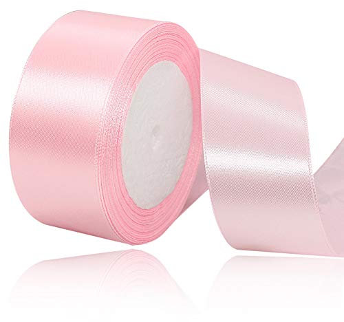 Hellrosa Satinbands 40mm Breit, 22 Meters Schleifenband, Geschenkband für Geschenkverpackungen, DIY Handwerk, Blumensträuße, Nähprojekte, Schleifenherstellung, Geburtstags- und Hochzeitsdekorationen