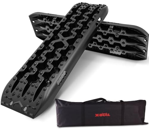 X-BULL - Sandbleche Offroad - 2 Stücke Anfahrhilfe - 2er-Set Traktionshilfe aus Nylon - Traktionsmatte mit Tragetasche - Sandbleche Wohnmobil - Offroad Zubehör - 2 Stück, 106 x 30 x 10 cm - Schwarz