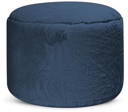 mokebo Pouf aus Kunstfell 'Der Flauschige', flauschiger & kuscheliger Fußhocker oder Sitzpouf in Faux fur in Blau, auch als Beistelltisch oder Fußhocker in Felloptik in 30x50 cm mit EPS-Perlen Füllung