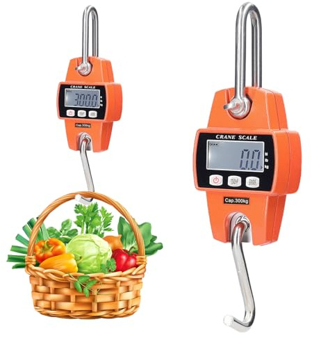 WIYETY Digital hängvåg 300 kg, hängande våg, bagagevåg digital med krokar, mini bärbar våg med krokar, LCD digital bagagevåg, hängvåg för gård, fabrik, jakt
