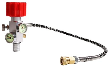 TUXING 4500 PSI HPA Regler Paintball Füllstation Pcp Luftpistole Ladeventil Dual Gauge bis 4500 PSI mit 61 cm Hochdruckschlauch