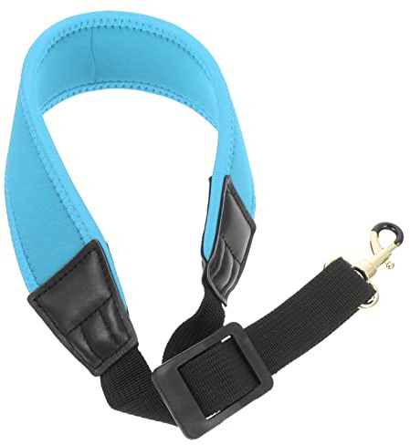 FUNOMOCYA Verstellbarer Saxophongurt mit Blauem Metallhaken aus Nylon und Baumwolle Sicherer Schutz und Bequemes Tragen für Saxophon im Außenbereich und Unterwegs