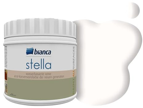 Bianca Stella Parfümierte Wasserbasierte Möbelfarbe Ohne Schleifen - Für Bad & Küche, Möbel, Holz, Fliesen & Alle Oberflächen, Elfenbeinweiß, Glänzend, Kratzfest & Hochdeckend, 500ml