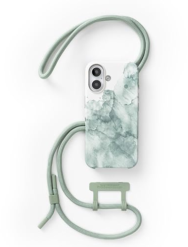 Woodcessories - Change Case, Nachhaltige Handykette abnehmbar kompatibel mit iPhone 16 Hülle mit Band Aqua Green - biologisch abbaubar
