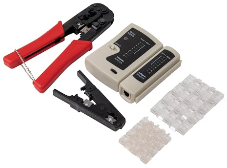 Labgear Network Toolkit RJ45 Crimp Tool Kit Ethernet Crimper CAT5 CAT6 Crimping Tool Kit, Network Cable Tester, 43 Piece Set