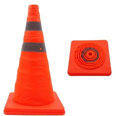 18 Traffic Safety Cones with Reflective Stripes,Parking Retractable Cones,Collapsible Reflective Traffic Cones for Training