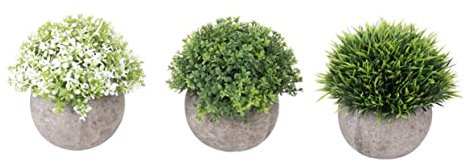 HAWILLOSCH 3pcs Mini Plastic Fake Faux Grass Simulation Artificial Plants Pots for Living