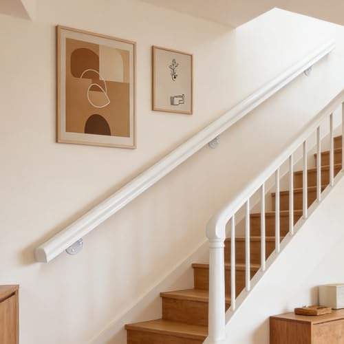 30-600cm Wooden Handrail with Brackets, Non-Slip Stair Railings Support Rod, Against the Wall Elderly and Children's Loft Grab Bar Kit for Indoor Hospital Home (C, 180cm)