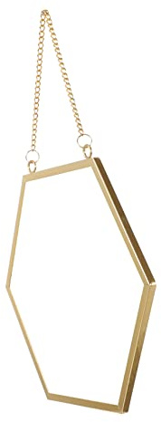 Alipis Sechseckiger Wandspiegel aus Eisen mit Glaskante, Goldfarben | Hängende Kette, Hochauflösende Oberfläche, Modern Vielseitig für Bad und Schminkbereich
