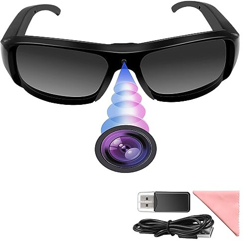 LXMIMI Deporte Gafas de Cámara, Gafas de Sol Cámara Oculta HD 1080P, Mini Deporte Gafas de Sol Cámara de Vídeo, Bicicleta/Motocicleta Cámara de Acción para Tomar Foto y Vídeo