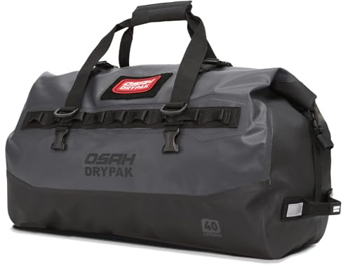 Greanthour Motorrad wasserdichte Reisetasche 40L – Trocken-Hecktasche mit Mesh-Außentasche, für Camping, Kajak, Angeln, Reisen & Offroad – Grau