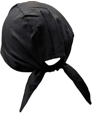 Estationeryhouse Indian Sikh Punjabi Patka Headwear, Cotton Biker Skull Cap, Bandana Hair Wrap Cotton with Tie Back Strings (UK, Alpha, One Size, Black)