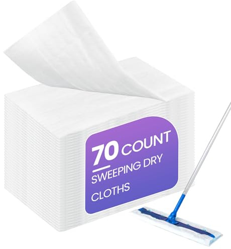 WEFHEF 70 Pcs Lingette Poussière 29 x 20 cm, Chiffon de Nettoyage de Sol Sec, Lingette Serpillière Sol, Chiffon de Balayage, pour Poussière Saleté Poils D'Animaux Maison