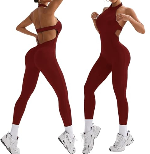 XDSP Mono Deportivo Mujer Ajustado Jumpsuit Sin Costuras Sexy Mono Sin Espalda Elástico Elegant Monos de Una Sola Pieza Ropa Deportiva Gimnasio Fitness Yoga