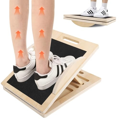 Schrägbrett zum Dehnen der Waden, 3-in-1-Anti-Rutsch-Squats-Keil-Balancebrett für Physiotherapie, Wadenstrecker für Core-Strength-Trainer, Holz-Wippbrett