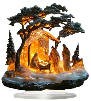 Figuras de belén, manualidades de Navidad, decoraciones acrílicas, figura de belén, decoración de figuras, escena de mesa clásica para mesita de noche