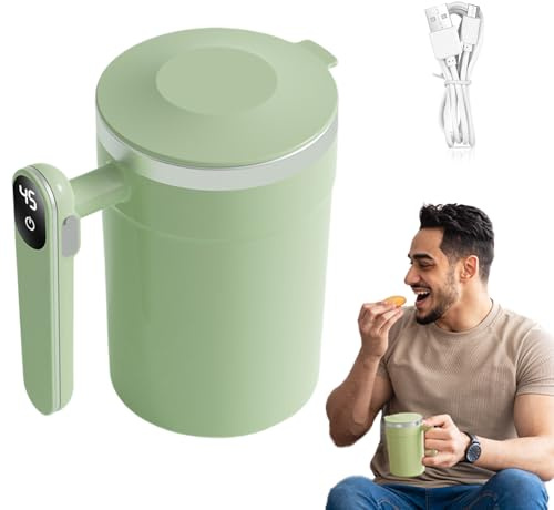 Tuxxjzm Tazza elettrica auto-agitante | 400 ml automatica magnetica auto-mescolante tazza di cacao | Tazza elettrica per mescolare cioccolata calda con display LCD della temperatura, per casa, viaggi