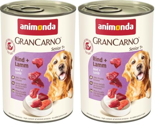 Nourriture pour Chien GranCarno Senior d’animonda, Nourriture Humide pour Chien de Plus 7 Ans, bœuf + Agneau, 6 x 400 g (Lot de 2)
