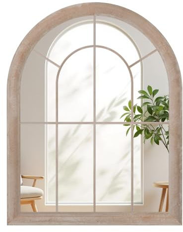 COSTWAY Espejo Ventana de Metal, Espejo Decorativo de Pared Estilo Granja, 88 x 69.5 cm, Espejos Recibidores Grandes Montados en la Pared para Salón, Recibidor, Entrada, Color Azulejo Gris