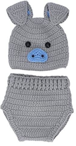 Baxnore Costumes de Photographie d'animaux Mignons, adorables Accessoires de Photographie en Fil de Laine, Tenues pour des séances Photo mémorables, Cadeau de Douche, 0 à 3 Mois, c (Gris sidéral)