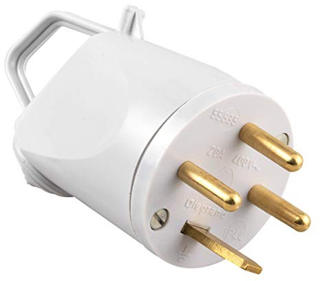 LEGRAND - Fiche Mâle Etanche Avec Terre 20A - Fiche Electrique de Puissance avec Serre-Câble à Vis - 16A - Fabriqué En France - Grise, Gris