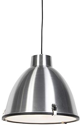 Qazqa Industrie Pendelleuchte, Pendellampe - Anteros - Silber Farbe, Rund, 38cm, Ideal als Wohnzimmerlampe