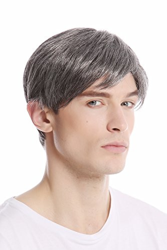 WIG ME UP - GFW994-44 Männer Herren Perücke kurz kurzhaarig Scheitel modisch Grau Dunkelgrau mit Schwarz