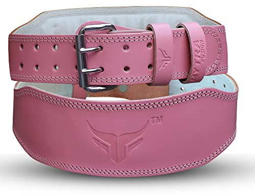 Mytra Fusion gewichthebergürtel damen powerlifting belt Echtes Leder gym gürtel damen für Fitnessstudio, Fitness, Workout, Gewichtheben, Kreuzheben und Powerlifting (Pink, M)