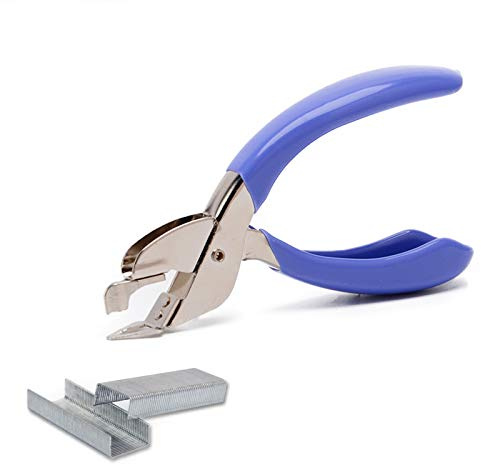 Staple Remover Steel Jaw and Head Stapler Puller Tweezers Style Heavy Duty Remove Staple Tool Efficiently with Non-Slip Handle for Office School Home (Blue)