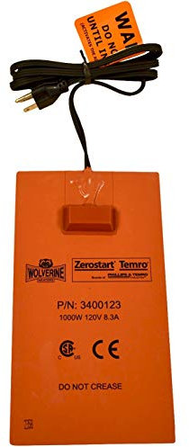 Zerostart 3400123 (Wolverine Model 80CSA) Silicone Pad Heater Engine Oil, Reservoir, Biofuel and Hydraulic Fluid Heater | CSA Approved | 120 Volts | 1000 Watts