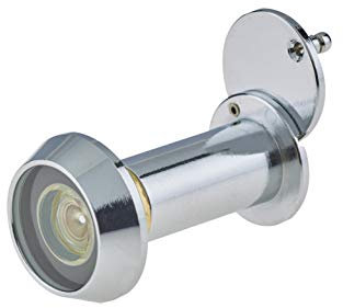 Door Viewer Polished Chrome Peepholes or Peek Holes | 200 Degree Fire Rated Spy Hole with Privacy Cover