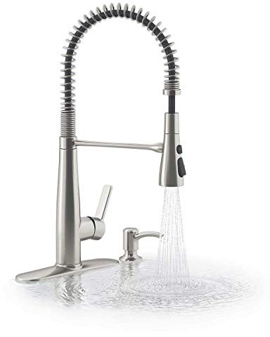 KOHLER K-R22745-SD-VS Semi-Professional Kitchen Sink Faucets with Soap Dispenser, Commercial Kitchen Faucets with Pull Down Sprayer, Vibrant Stainless